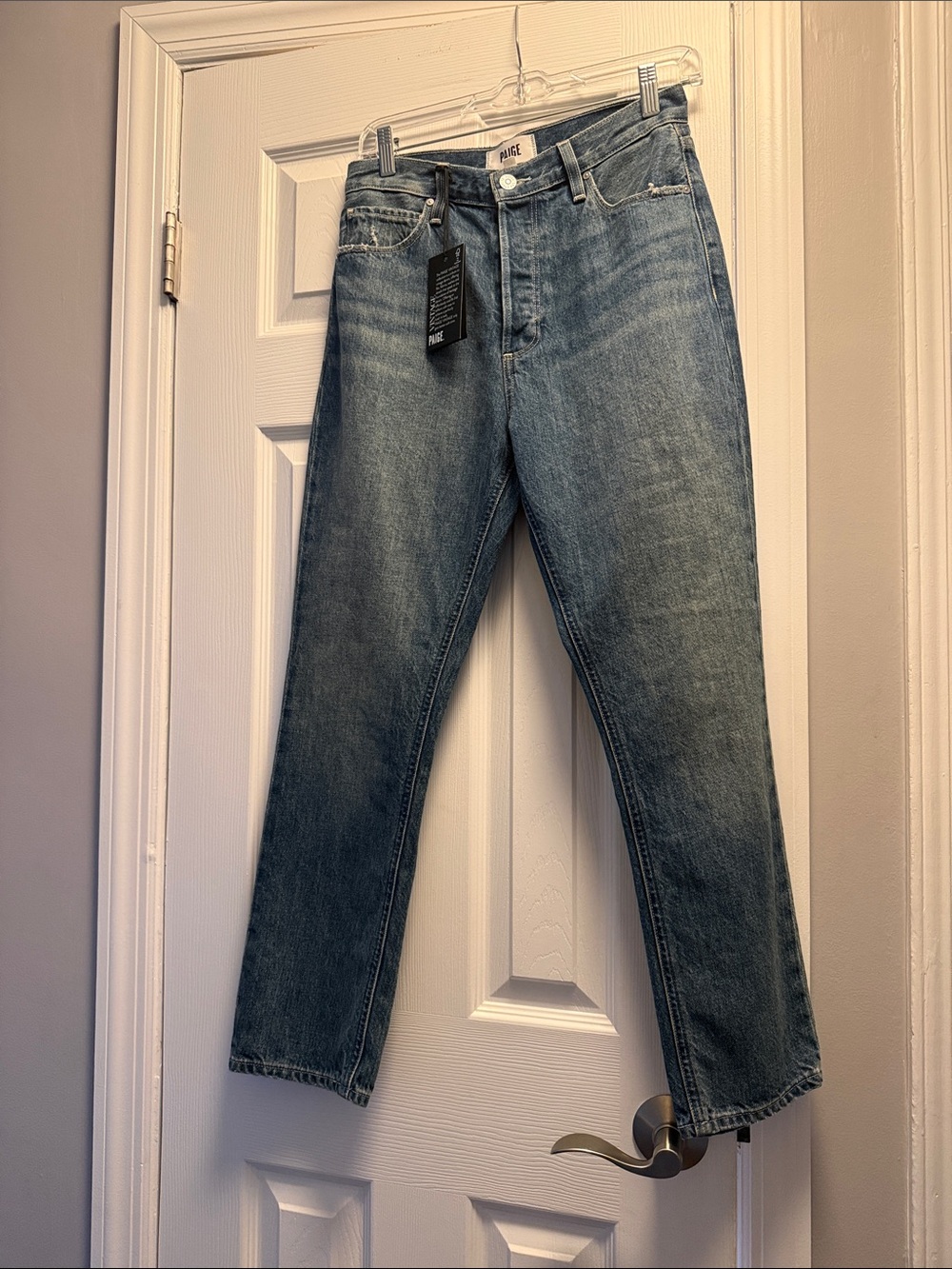 New Paige Billy Crop High Rise Straight Jeans Button Fly 100% Cotton The Roxy 25